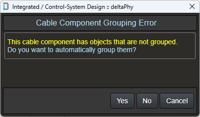 Auto-group cable dialog (yes / no)