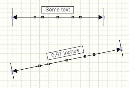 Image of dimension objects in layout editor.