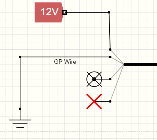 Image of two wires, one with a No-connect object attached to surpress the unterminated wire error symbol