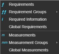 Image of requirements menu