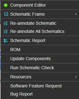 Schematic Editor Tools Menu