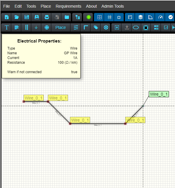 image of wire in schematic editor