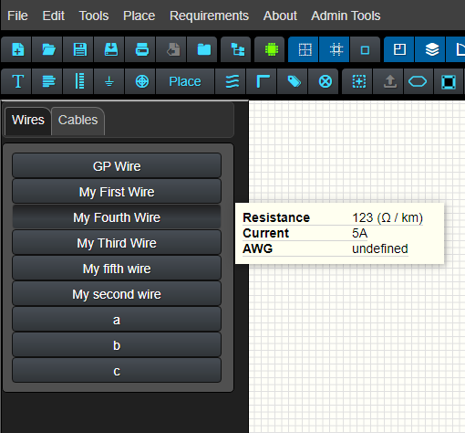 image of wire picker dialog